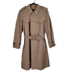 London Fog Maincoats Trench Coat Size 40R Double Breasted Belt Zip Liner Vintage